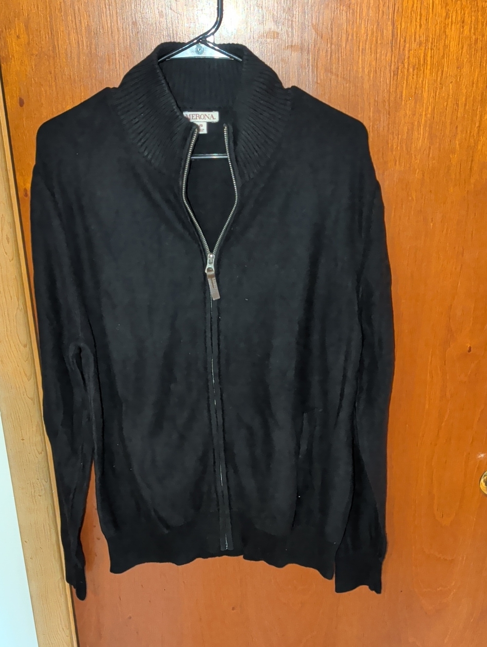 Merona Men's Black Full-Zip Ribbed Collar Sweater